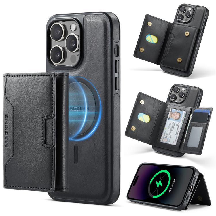 MAGKING K4 Series MagSafe RFID Tri-fold Card Bag Detachable Phone Case, For iPhone 15 Pro Max, For iPhone 15 Pro, For iPhone 15 Plus, For iPhone 15, For iPhone 14 Plus, For iPhone 14, For iPhone 14 Pro, For iPhone 14 Pro Max