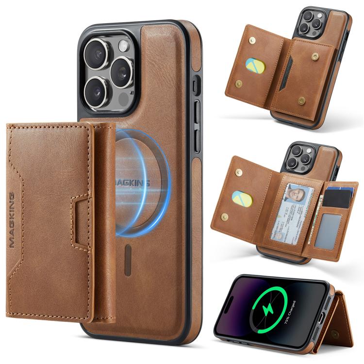 MAGKING K4 Series MagSafe RFID Tri-fold Card Bag Detachable Phone Case, For iPhone 15 Pro Max, For iPhone 15 Pro, For iPhone 15 Plus, For iPhone 15, For iPhone 14 Plus, For iPhone 14, For iPhone 14 Pro, For iPhone 14 Pro Max