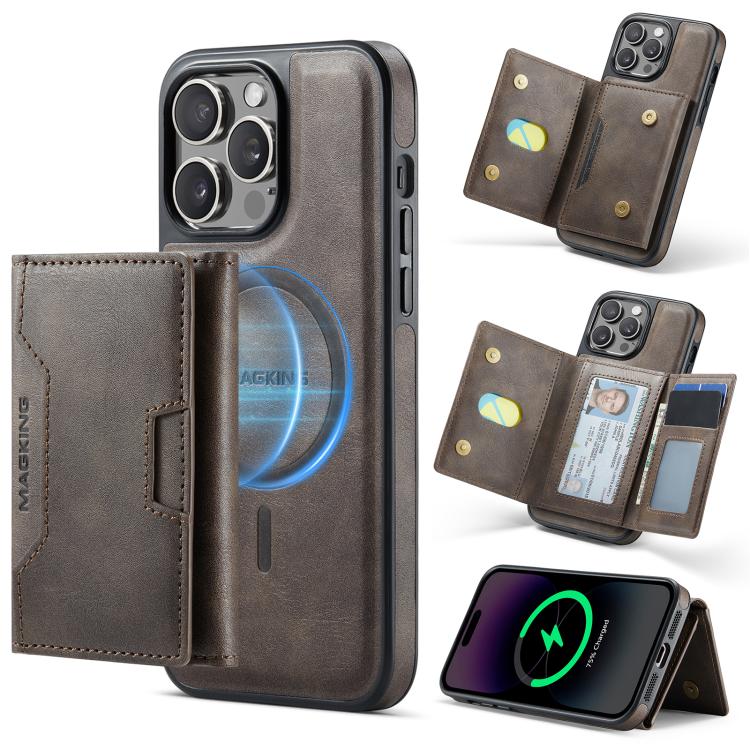 MAGKING K4 Series MagSafe RFID Tri-fold Card Bag Detachable Phone Case, For iPhone 15 Pro Max, For iPhone 15 Pro, For iPhone 15 Plus, For iPhone 15, For iPhone 14 Plus, For iPhone 14, For iPhone 14 Pro, For iPhone 14 Pro Max