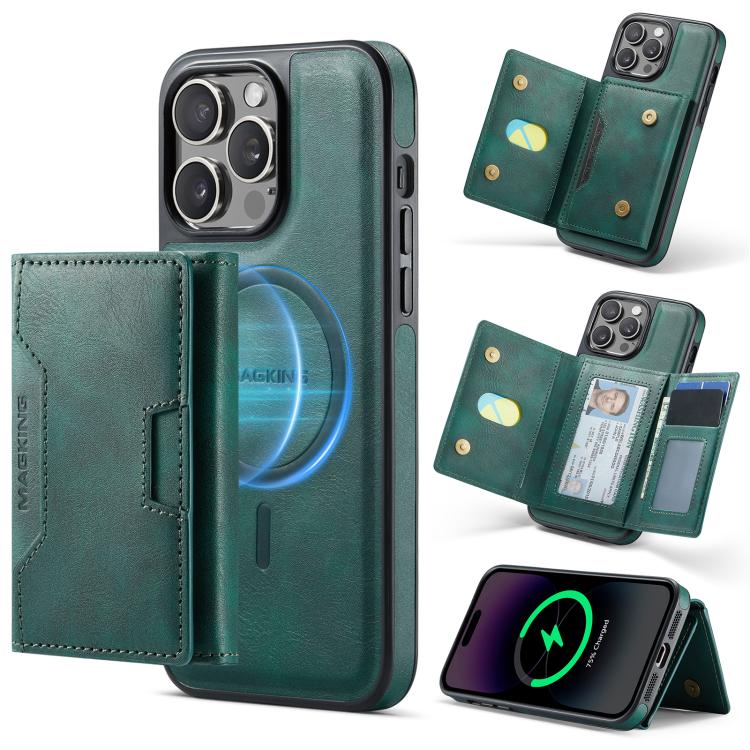 MAGKING K4 Series MagSafe RFID Tri-fold Card Bag Detachable Phone Case, For iPhone 15 Pro Max, For iPhone 15 Pro, For iPhone 15 Plus, For iPhone 15, For iPhone 14 Plus, For iPhone 14, For iPhone 14 Pro, For iPhone 14 Pro Max