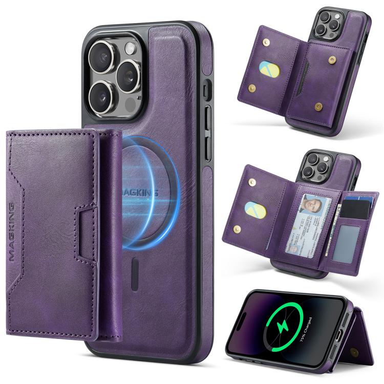MAGKING K4 Series MagSafe RFID Tri-fold Card Bag Detachable Phone Case, For iPhone 15 Pro Max, For iPhone 15 Pro, For iPhone 15 Plus, For iPhone 15, For iPhone 14 Plus, For iPhone 14, For iPhone 14 Pro, For iPhone 14 Pro Max