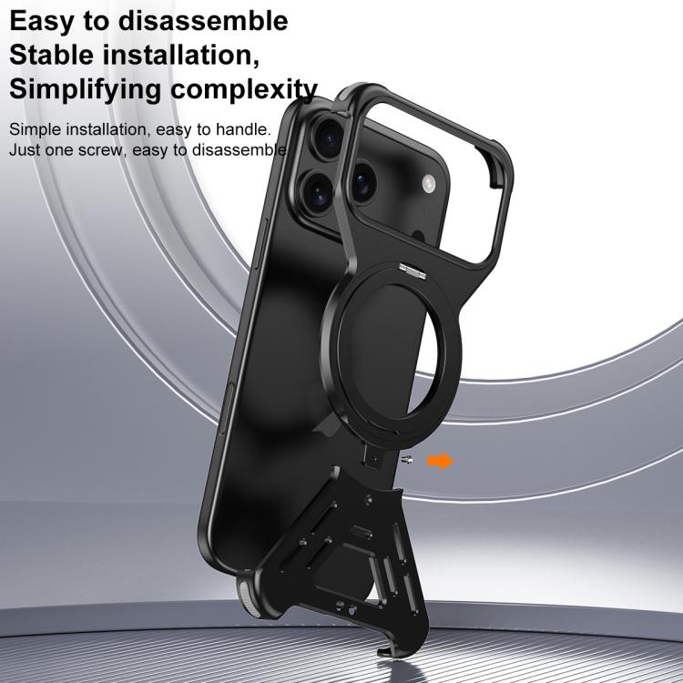 Armor 360 Holder Frameless Alloy MagSafe Phone Case, For iPhone 17 Pro Max, For iPhone 17 Pro, For iPhone 17, For iPhone Air