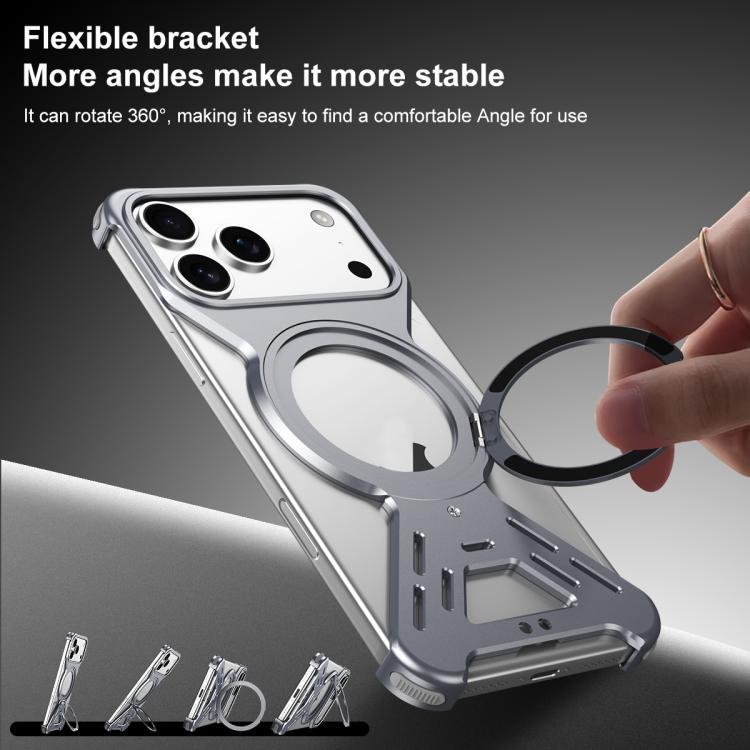 Armor 360 Holder Frameless Alloy MagSafe Phone Case, For iPhone 17 Pro Max, For iPhone 17 Pro, For iPhone 17, For iPhone Air