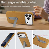 VIETAO Suede MagSafe PU Leather Phone Case with Holder, For iPhone 17 Pro Max, For iPhone 17 Pro, For iPhone 17, For iPhone Air