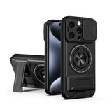 Lens Sliding Window Multifunctional Magnetic Shockproof Phone Case, For iPhone 16 Plus, For iPhone 16, For iPhone 15 Pro Max, For iPhone 15 Pro, For iPhone 15, For iPhone 14 Plus, For iPhone 14, For iPhone 14 Pro, For iPhone 14 Pro Max