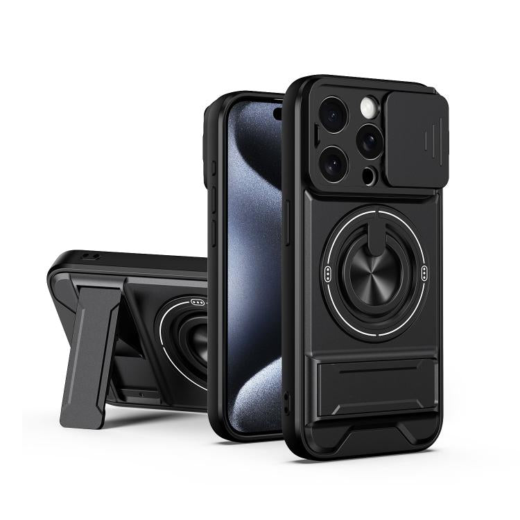Lens Sliding Window Multifunctional Magnetic Shockproof Phone Case, For iPhone 16 Plus, For iPhone 16, For iPhone 15 Pro Max, For iPhone 15 Pro, For iPhone 15, For iPhone 14 Plus, For iPhone 14, For iPhone 14 Pro, For iPhone 14 Pro Max