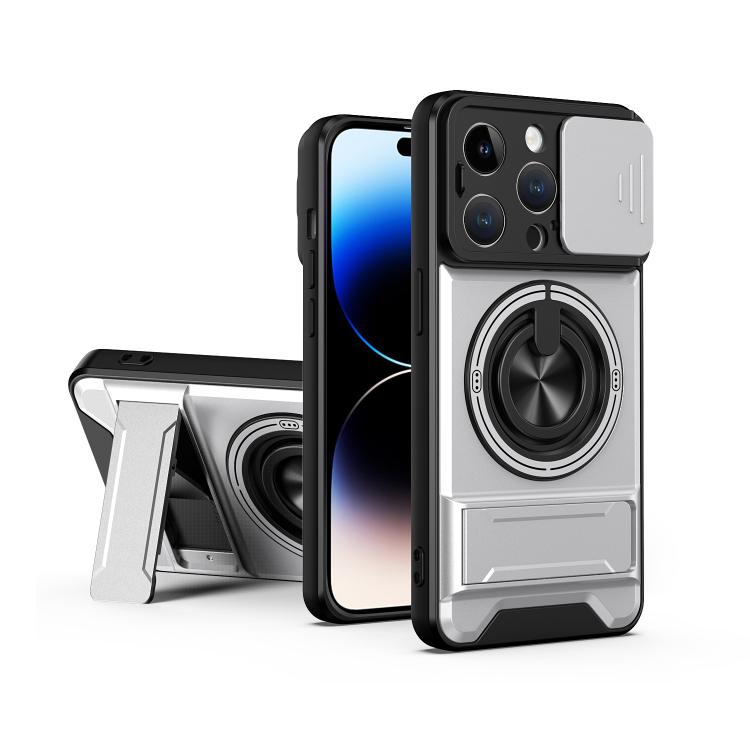 Lens Sliding Window Multifunctional Magnetic Shockproof Phone Case, For iPhone 16 Plus, For iPhone 16, For iPhone 15 Pro Max, For iPhone 15 Pro, For iPhone 15, For iPhone 14 Plus, For iPhone 14, For iPhone 14 Pro, For iPhone 14 Pro Max