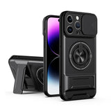 Lens Sliding Window Multifunctional Magnetic Shockproof Phone Case, For iPhone 16 Plus, For iPhone 16, For iPhone 15 Pro Max, For iPhone 15 Pro, For iPhone 15, For iPhone 14 Plus, For iPhone 14, For iPhone 14 Pro, For iPhone 14 Pro Max