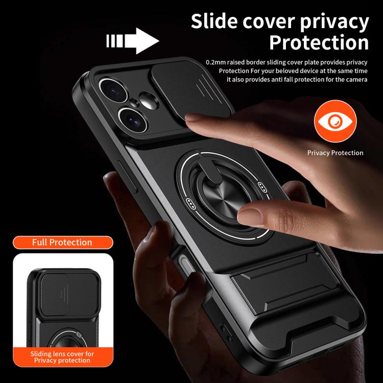 Lens Sliding Window Multifunctional Magnetic Shockproof Phone Case, For iPhone 16 Plus, For iPhone 16, For iPhone 15 Pro Max, For iPhone 15 Pro, For iPhone 15, For iPhone 14 Plus, For iPhone 14, For iPhone 14 Pro, For iPhone 14 Pro Max