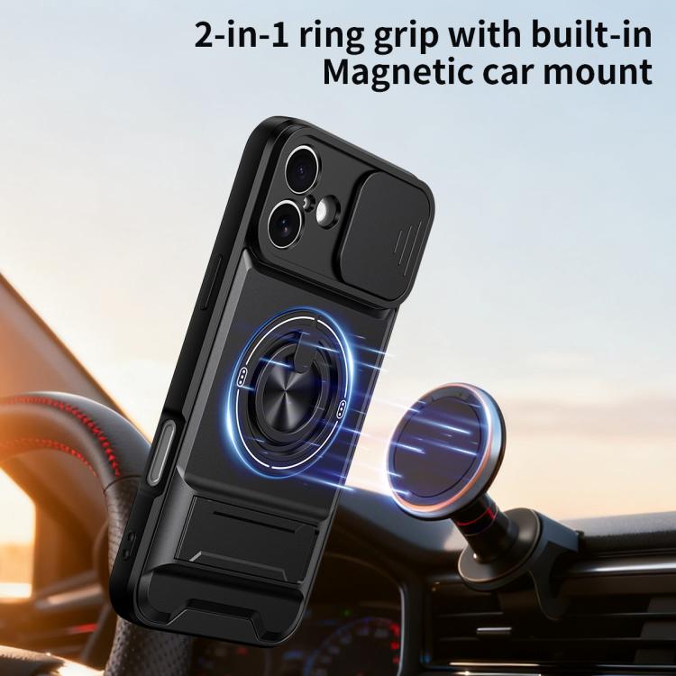 Lens Sliding Window Multifunctional Magnetic Shockproof Phone Case, For iPhone 16 Plus, For iPhone 16, For iPhone 15 Pro Max, For iPhone 15 Pro, For iPhone 15, For iPhone 14 Plus, For iPhone 14, For iPhone 14 Pro, For iPhone 14 Pro Max
