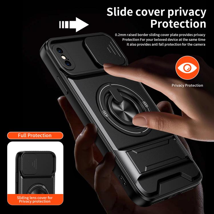 Lens Sliding Window Multifunctional Magnetic Shockproof Phone Case, For iPhone XS Max, For iPhone 7 Plus, For iPhone 7