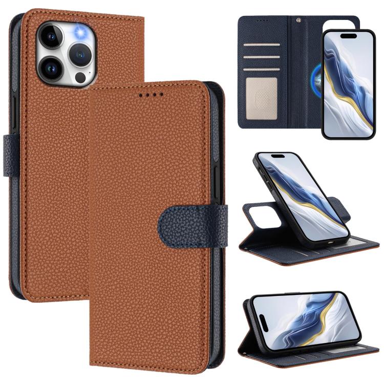 Detachable Litchi Texture Magnetic Side-Patch Vegan Leather Phone Case, For iPhone 13 Pro Max, For iPhone 13 Pro, For iPhone 13, For iPhone 12 / 12 Pro, For iPhone 12 Pro Max, For iPhone 11 Pro Max, For iPhone 11, For iPhone 11 Pro