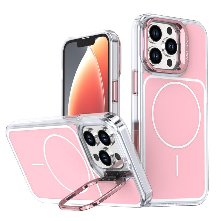 Bright Color Blocking Camera Bracket Magnetic Phone Case, For iPhone 14 Pro, For iPhone 14 Pro Max, For iPhone 13 Pro Max, For iPhone 13 Pro