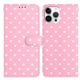 Small Dots Pattern Vegan Leather Phone Case, For iPhone 16, For iPhone 15 Pro Max, For iPhone 15 Pro, For iPhone 15 Plus, For iPhone 15, For iPhone 14 Plus, For iPhone 14, For iPhone 14 Pro