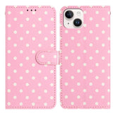 Small Dots Pattern Vegan Leather Phone Case, For iPhone 16, For iPhone 15 Pro Max, For iPhone 15 Pro, For iPhone 15 Plus, For iPhone 15, For iPhone 14 Plus, For iPhone 14, For iPhone 14 Pro