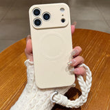 Solid Color Liquid Silicone Magnetic Phone Case with Lanyard, For iPhone 17 Pro Max, For iPhone 17 Pro, For iPhone 17