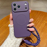 Solid Color Liquid Silicone Magnetic Phone Case with Lanyard, For iPhone 17 Pro Max, For iPhone 17 Pro, For iPhone 17