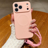 Solid Color Liquid Silicone Magnetic Phone Case with Lanyard, For iPhone 17 Pro Max, For iPhone 17 Pro, For iPhone 17