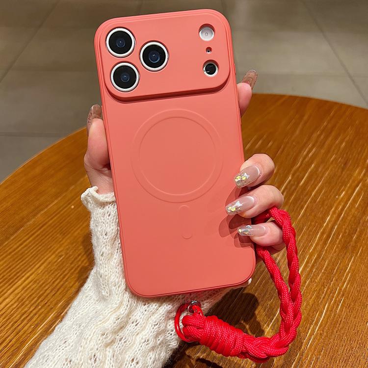 Solid Color Liquid Silicone Magnetic Phone Case with Lanyard, For iPhone 17 Pro Max, For iPhone 17 Pro, For iPhone 17