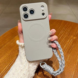 Solid Color Liquid Silicone Magnetic Phone Case with Lanyard, For iPhone 17e / 16e, For iPhone 17 Pro Max, For iPhone 17 Pro