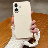 Solid Color Liquid Silicone Magnetic Phone Case with Lanyard, For iPhone 17 Pro Max, For iPhone 17 Pro, For iPhone 17