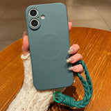 Solid Color Liquid Silicone Magnetic Phone Case with Lanyard, For iPhone 17 Pro Max, For iPhone 17 Pro, For iPhone 17