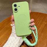 Solid Color Liquid Silicone Magnetic Phone Case with Lanyard, For iPhone 17 Pro Max, For iPhone 17 Pro, For iPhone 17
