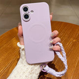 Solid Color Liquid Silicone Magnetic Phone Case with Lanyard, For iPhone 17 Pro Max, For iPhone 17 Pro, For iPhone 17