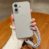 Solid Color Liquid Silicone Magnetic Phone Case with Lanyard, For iPhone 17 Pro Max, For iPhone 17 Pro, For iPhone 17