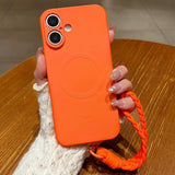 Solid Color Liquid Silicone Magnetic Phone Case with Lanyard, For iPhone 17 Pro Max, For iPhone 17 Pro, For iPhone 17