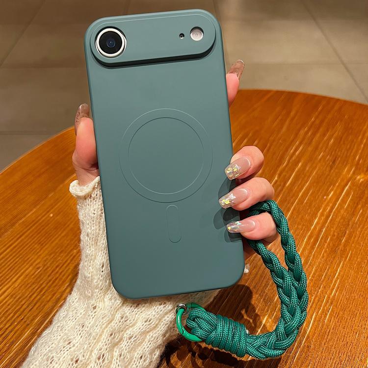Solid Color Liquid Silicone Magnetic Phone Case with Lanyard, For iPhone 17, For iPhone Air, For iPhone 16 Pro Max