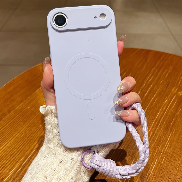 Solid Color Liquid Silicone Magnetic Phone Case with Lanyard, For iPhone 17, For iPhone Air, For iPhone 16 Pro Max