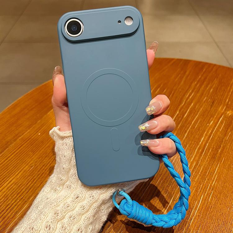 Solid Color Liquid Silicone Magnetic Phone Case with Lanyard, For iPhone 17, For iPhone Air, For iPhone 16 Pro Max