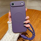 Solid Color Liquid Silicone Magnetic Phone Case with Lanyard, For iPhone 17, For iPhone Air, For iPhone 16 Pro Max