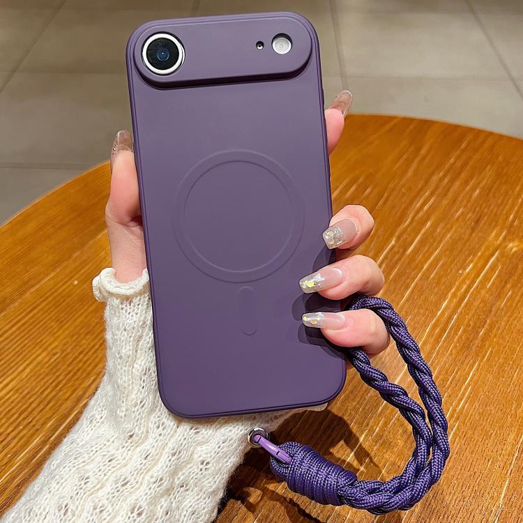 Solid Color Liquid Silicone Magnetic Phone Case with Lanyard, For iPhone 17, For iPhone Air, For iPhone 16 Pro Max