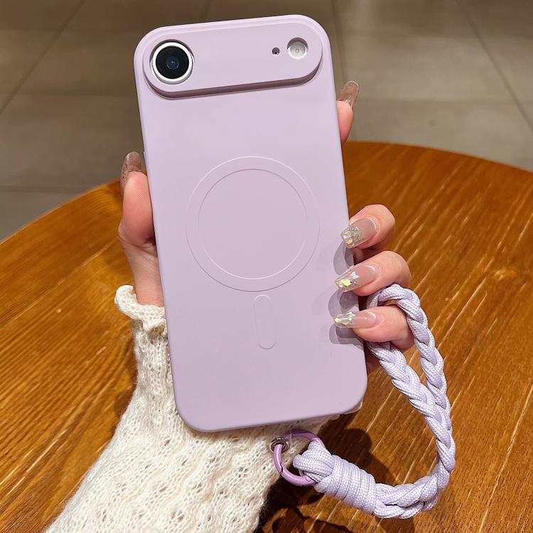 Solid Color Liquid Silicone Magnetic Phone Case with Lanyard, For iPhone 17, For iPhone Air, For iPhone 16 Pro Max