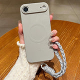 Solid Color Liquid Silicone Magnetic Phone Case with Lanyard, For iPhone 17, For iPhone Air, For iPhone 16 Pro Max