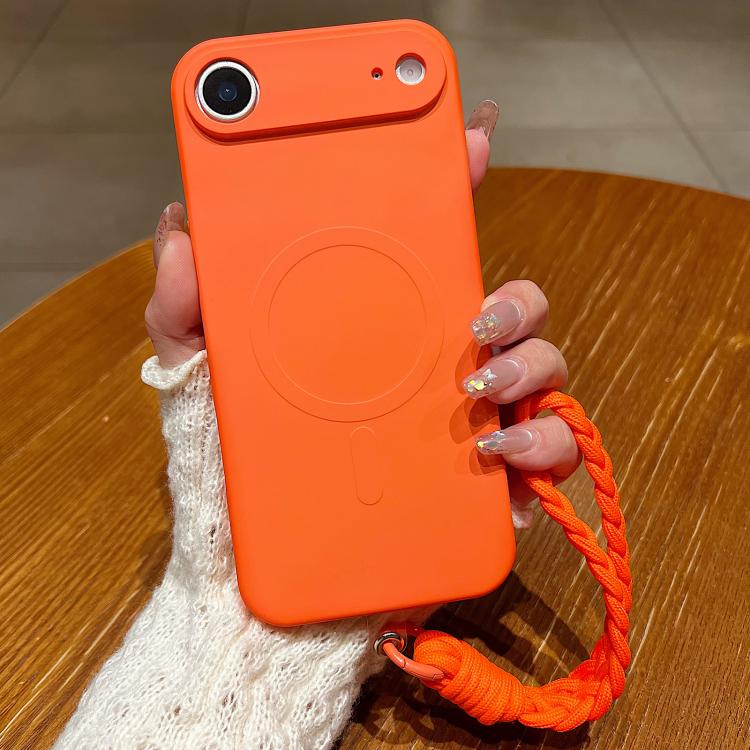 Solid Color Liquid Silicone Magnetic Phone Case with Lanyard, For iPhone 17, For iPhone Air, For iPhone 16 Pro Max