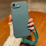 Solid Color Liquid Silicone Magnetic Phone Case with Lanyard, For iPhone 17e / 16e, For iPhone 17 Pro Max, For iPhone 17 Pro