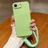 Solid Color Liquid Silicone Magnetic Phone Case with Lanyard, For iPhone 17e / 16e, For iPhone 17 Pro Max, For iPhone 17 Pro