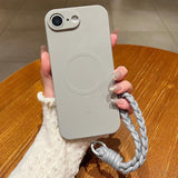 Solid Color Liquid Silicone Magnetic Phone Case with Lanyard, For iPhone 17e / 16e, For iPhone 17 Pro Max, For iPhone 17 Pro