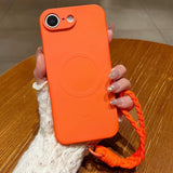 Solid Color Liquid Silicone Magnetic Phone Case with Lanyard, For iPhone 17e / 16e, For iPhone 17 Pro Max, For iPhone 17 Pro