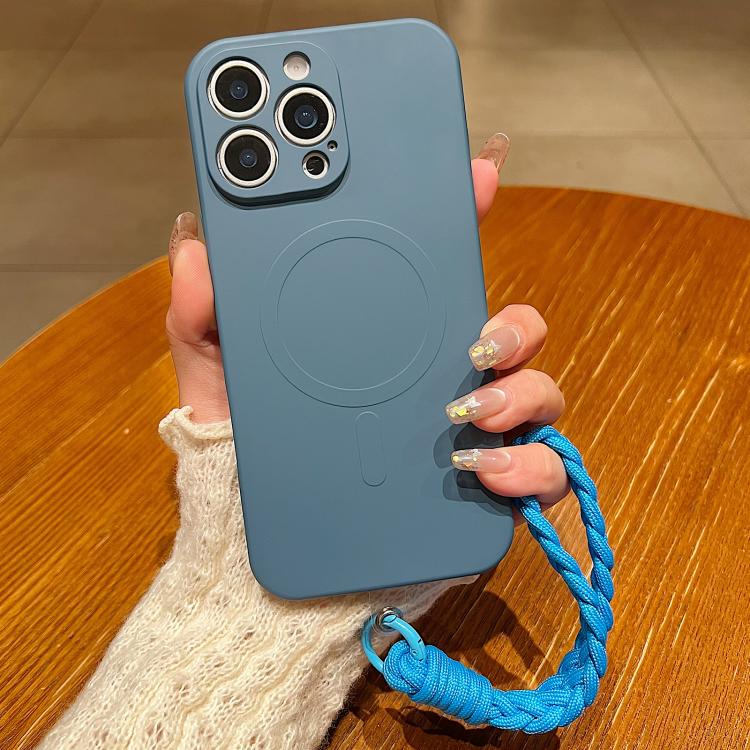 Solid Color Liquid Silicone Magnetic Phone Case with Lanyard, For iPhone 17, For iPhone Air, For iPhone 16 Pro Max