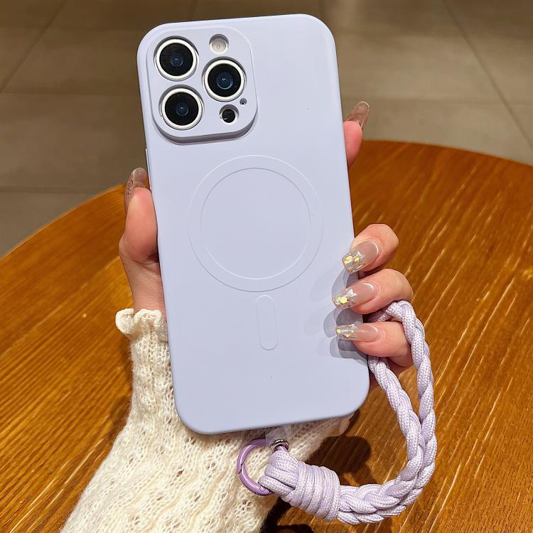 Solid Color Liquid Silicone Magnetic Phone Case with Lanyard, For iPhone 14 Pro, For iPhone 14 Pro Max, For iPhone 13 Pro Max