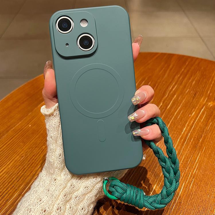 Solid Color Liquid Silicone Magnetic Phone Case with Lanyard, For iPhone 13 Pro, For iPhone 13, For iPhone 12