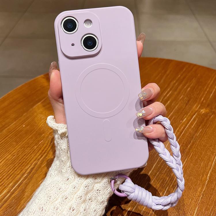 Solid Color Liquid Silicone Magnetic Phone Case with Lanyard, For iPhone 13 Pro, For iPhone 13, For iPhone 12