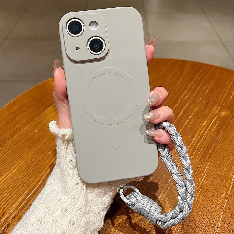 Solid Color Liquid Silicone Magnetic Phone Case with Lanyard, For iPhone 13 Pro, For iPhone 13, For iPhone 12