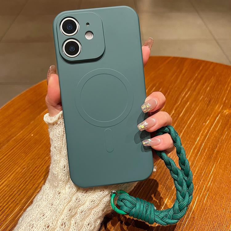 Solid Color Liquid Silicone Magnetic Phone Case with Lanyard, For iPhone 13 Pro, For iPhone 13, For iPhone 12