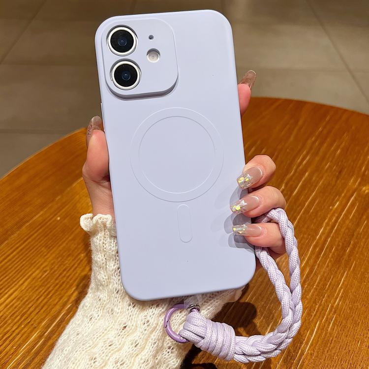 Solid Color Liquid Silicone Magnetic Phone Case with Lanyard, For iPhone 13 Pro, For iPhone 13, For iPhone 12
