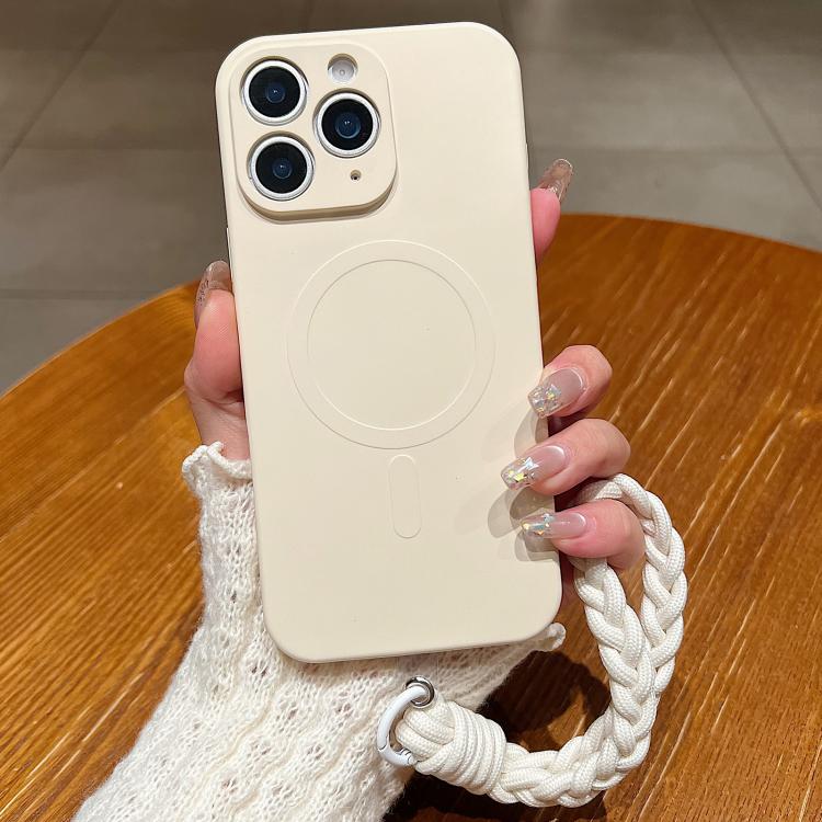 Solid Color Liquid Silicone Magnetic Phone Case with Lanyard, For iPhone 11 Pro